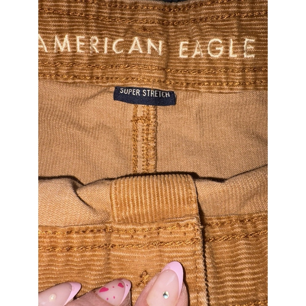American Eagle Camel Tan Corduroy High Rise A Line Skirt Button‎ Fly Tie Size 0 - Picture 4 of 8